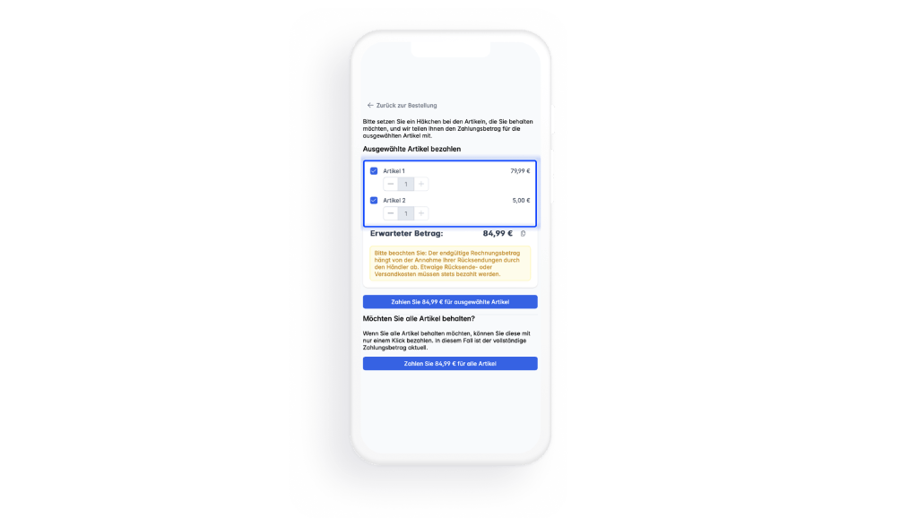 Screenshot unseres Payment Calculators im Käuferportal